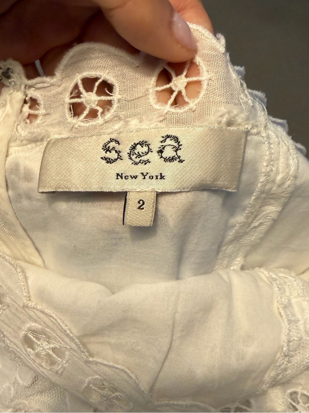 Sea New York White Eyelet Lace Square-Neck Mini Dress - Picture 5 of 9